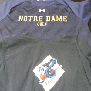 Nike Black Tee with Blue and Orange Graphic/Under Armour Notre Dame Golf ⛳